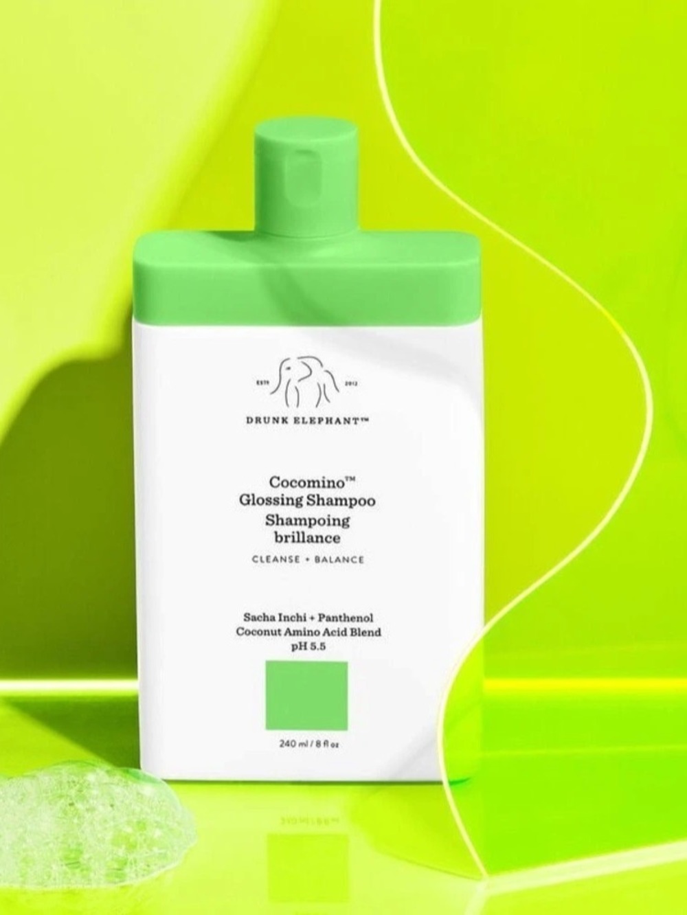 Drunk Elephant Cocomino Glossing Shampoo White & Green NWT